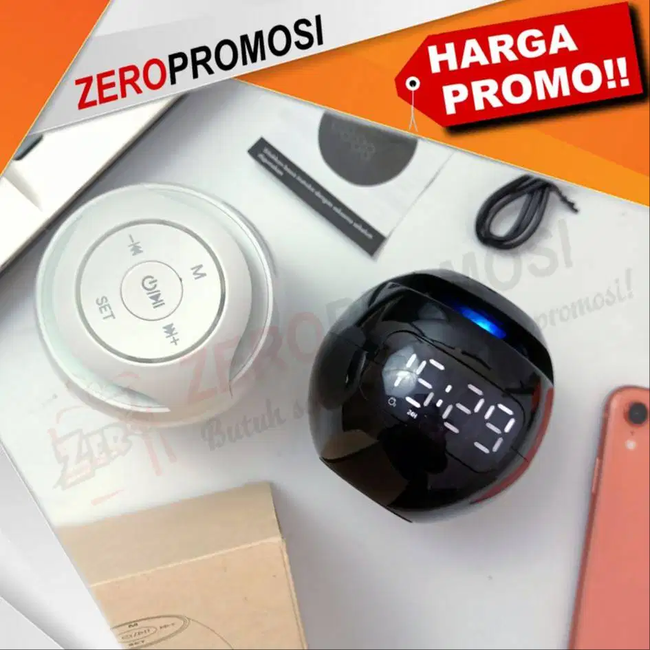 Speaker Bluetooth BTSPK01 5.0 Jam Alarm LED Display Bisa Custom Logo