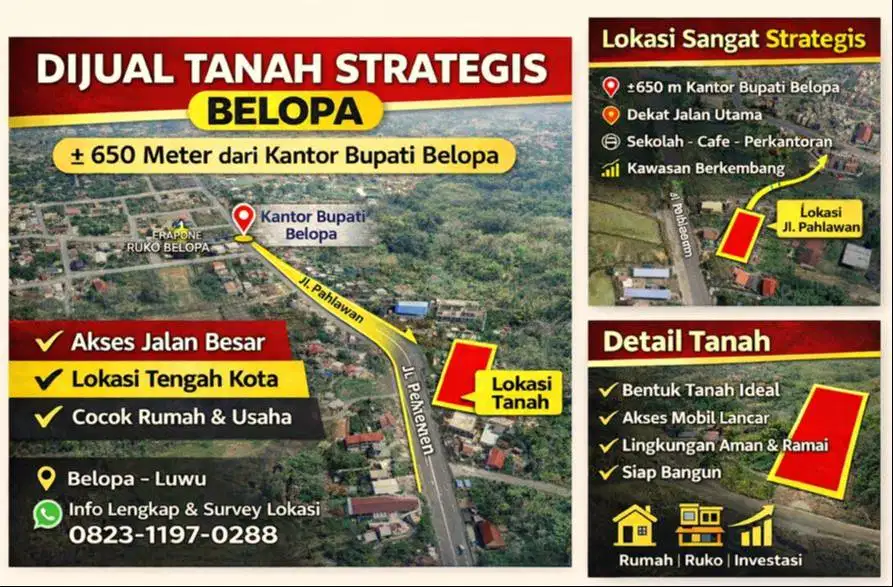 Tanah Strategis Belopa – 650 m Kantor Bupati | Akses Jl. Pahlawan