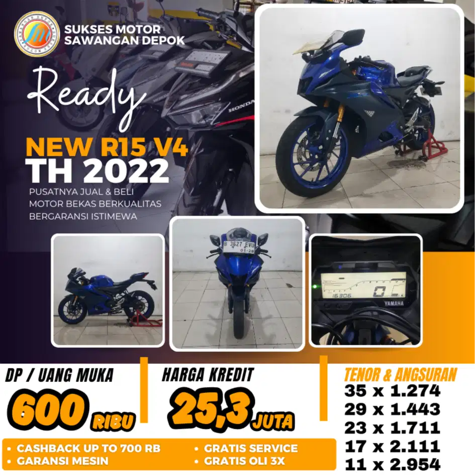 MULUS BERGARANSI YAMAHA NEW R15 V4 CON TH 2022 BISA CASH KREDIT DP 600