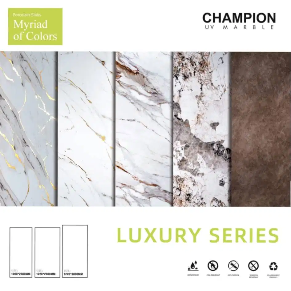 PVC Marmer Champion | UV Marble Dinding 290 x 122 cm Tebal 3mm
