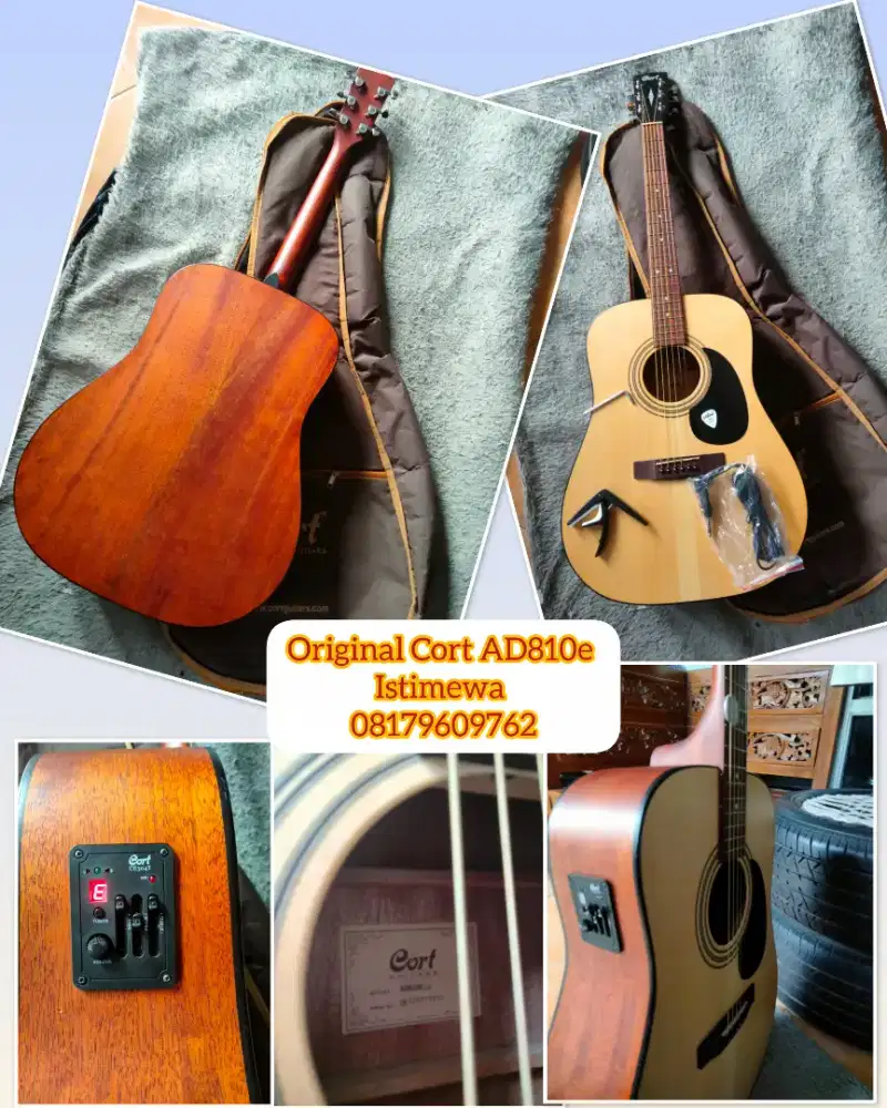 Gitar cort ad810e original akustik elektrik istimewa siap pakai