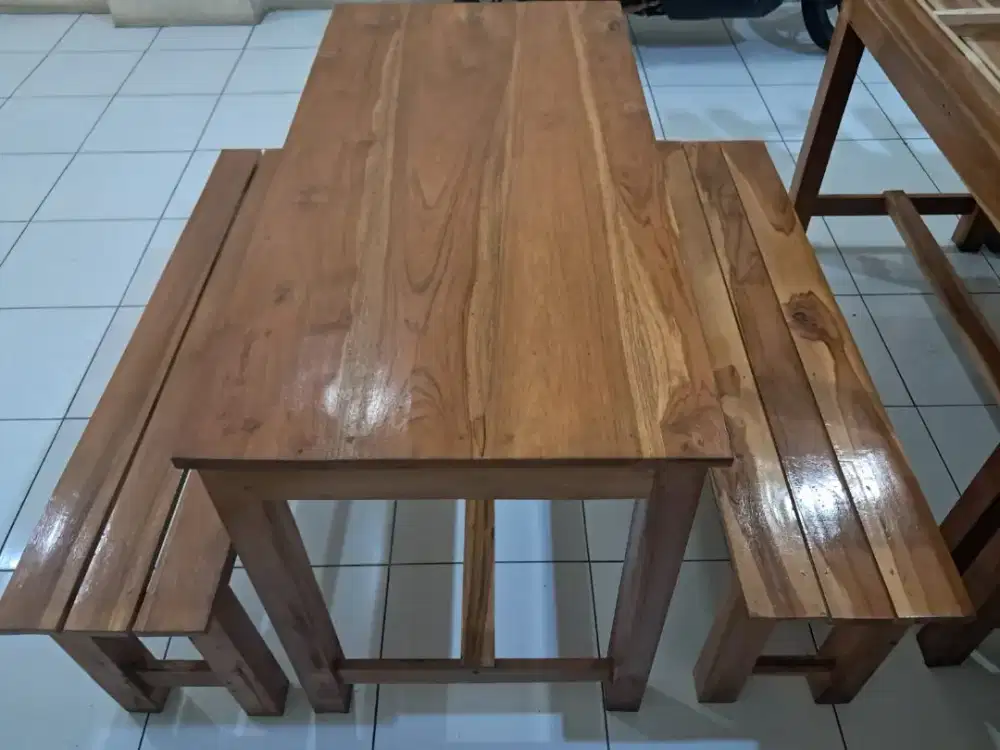 Kursi dan meja makan bahan kayu warung makan/warung bakso/kantin