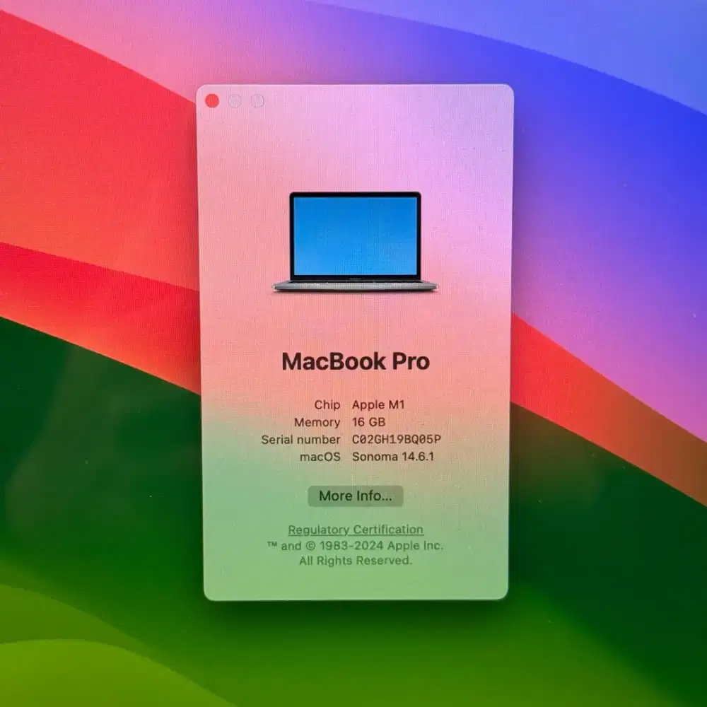 Macbook Pro M1 Ibox layar Inch Ram 16 Ssd 512 lengkap full set Grey