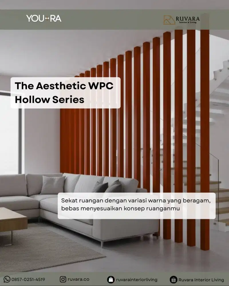YOURA | The Aesthetic WPC Hollow Series 50x50x2900 mm | Partisi