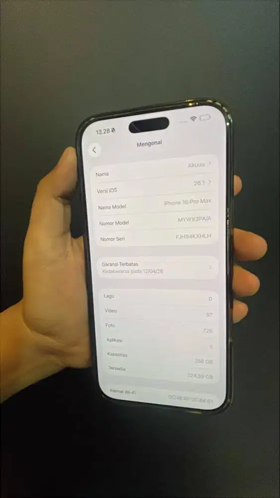 Iphone 16 pro max 256 gb resmi ibox garansi on april