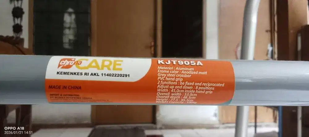 Walker Alat Bantu Jalan Aluminium - Kuat & Ringan