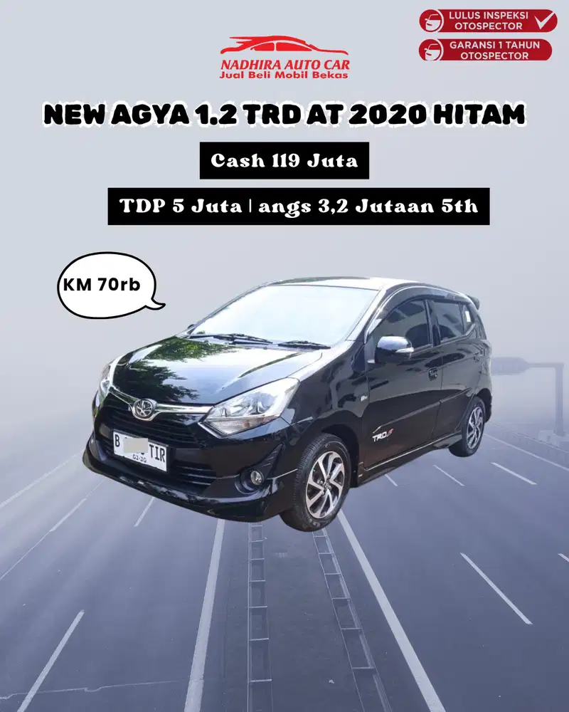 Promo DP Cuma 5 Juta New Agya 1.2 TRD AT 2020 Hitam