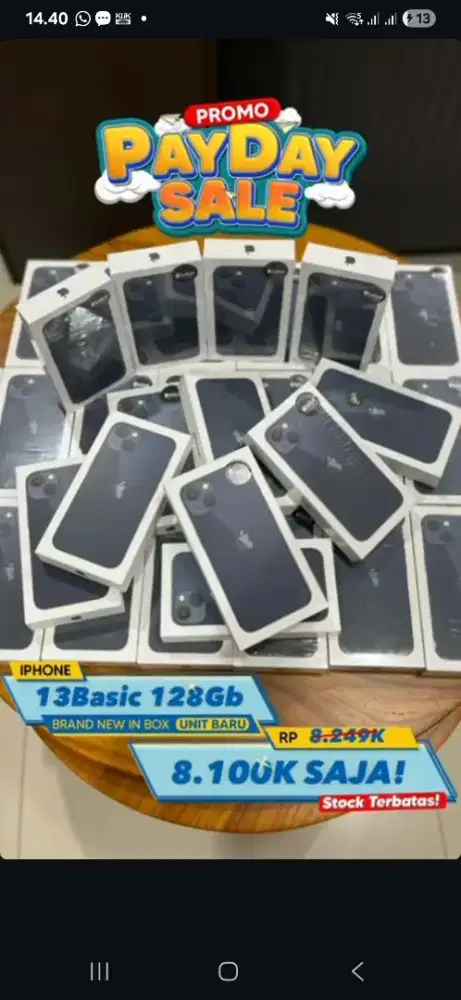 Iphone 13 Midnight 128GB New Unit Ibox BNIB bergaransi bisa dicicil.