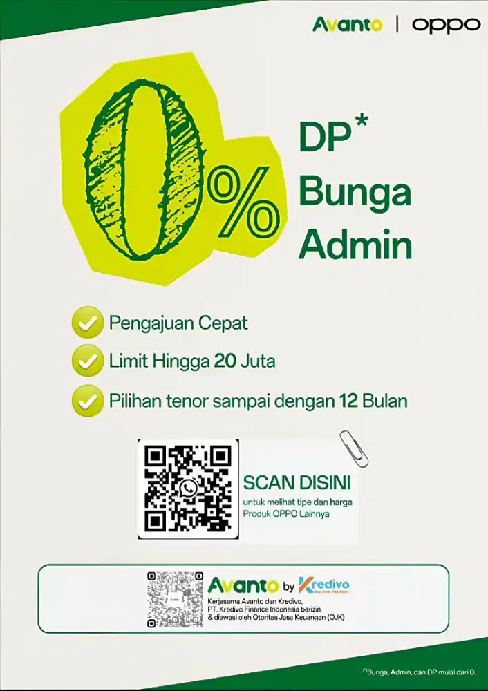 KREDIT HP OPPO BY AVANTO CICILAN 0% BUNGA 0% DP 0%