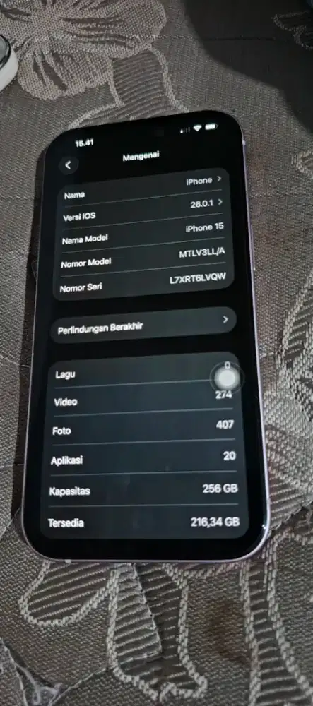 Dijual hp second i phone 15 256gb