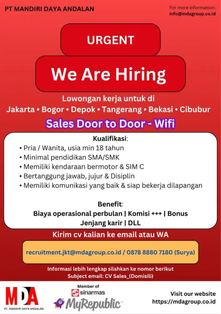 Sales Lapangan internet provider