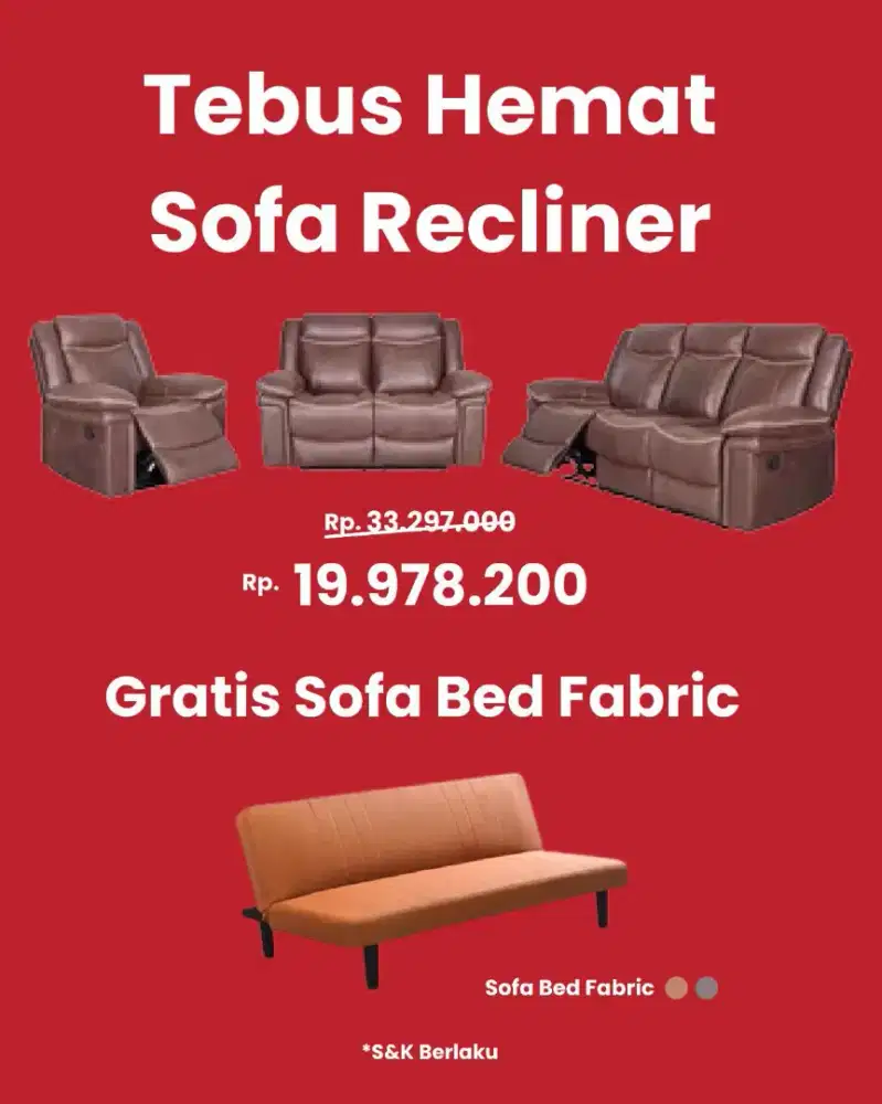 Promo sofa L dan Sofa Recline