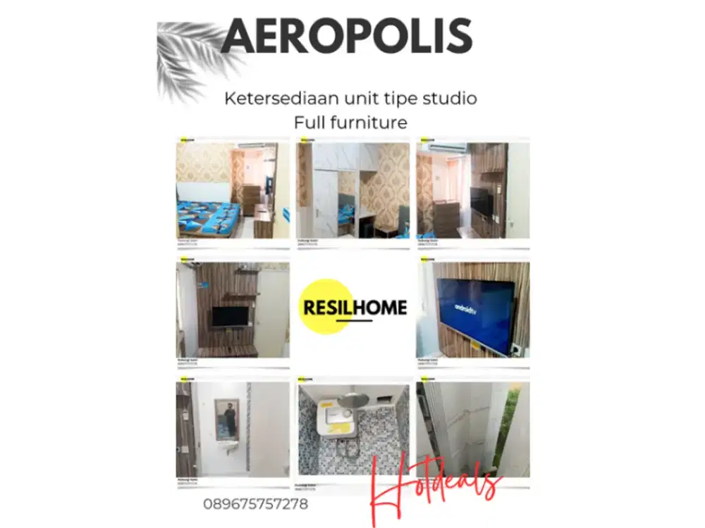 disewakan perbulan apartemen Aeropolis studio full furnished ar2 nuniainn seberang bandara Soekarno-Hatta Neglasari Tangerang Banten Furniture lengkap