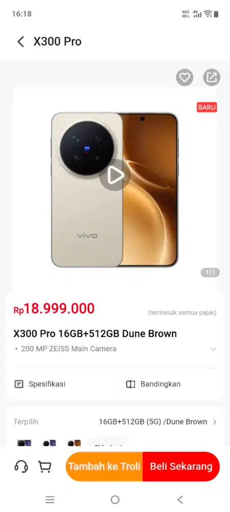 Vivo X300 Pro HARGA NET 16/512 NFC AI