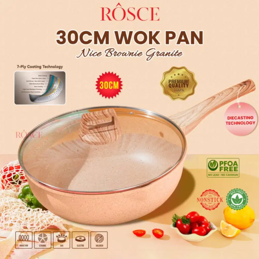 ROSCE WOK PAN JUMBO 30CM Panci kuali masak besar WOKPAN DC wajan tutup