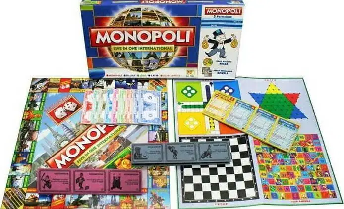 Games Monopoly 5in1 Monopoli Game Halma Ular Tangga Ludo Catur All 5