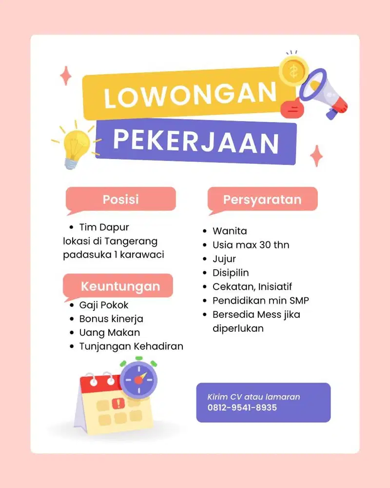 Lowongan kerja tim dapur