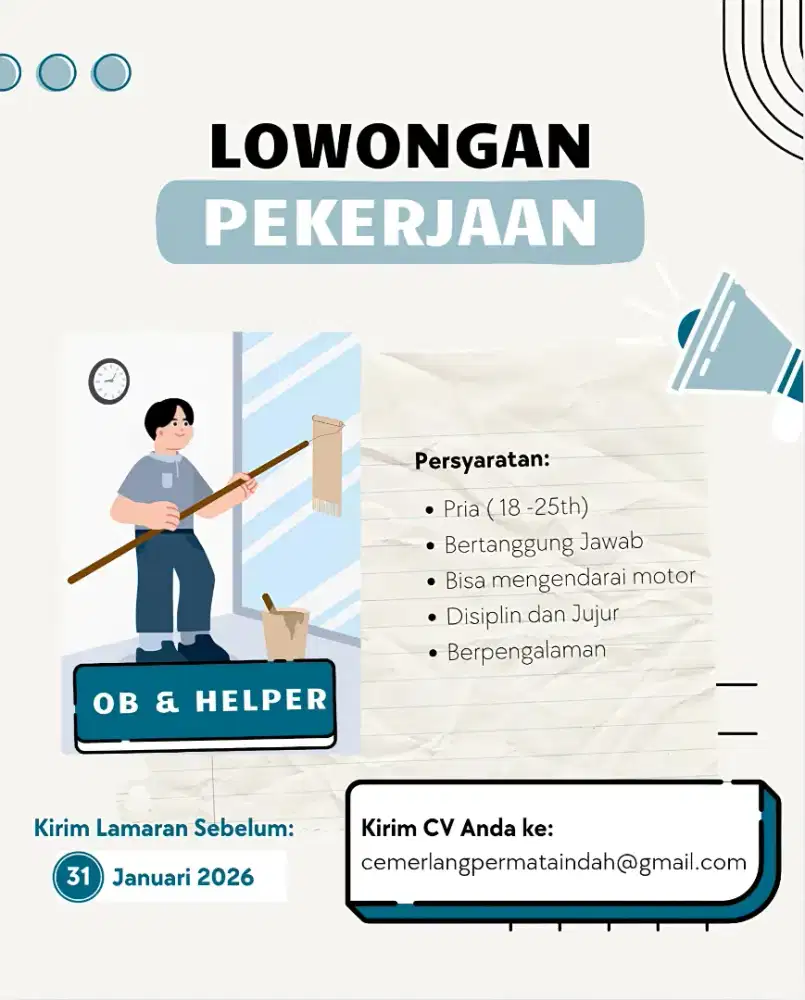 Lowongan Pekerjaan OB dan Helper