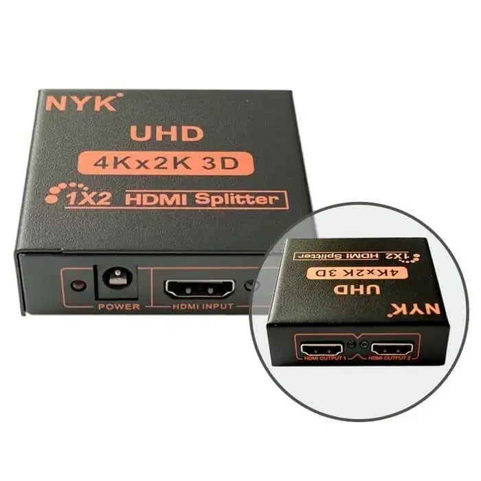 HDMI Spliter 2port Splitter 2 Port PC Laptop NYK UHD 1x2 1 Input 2 Out