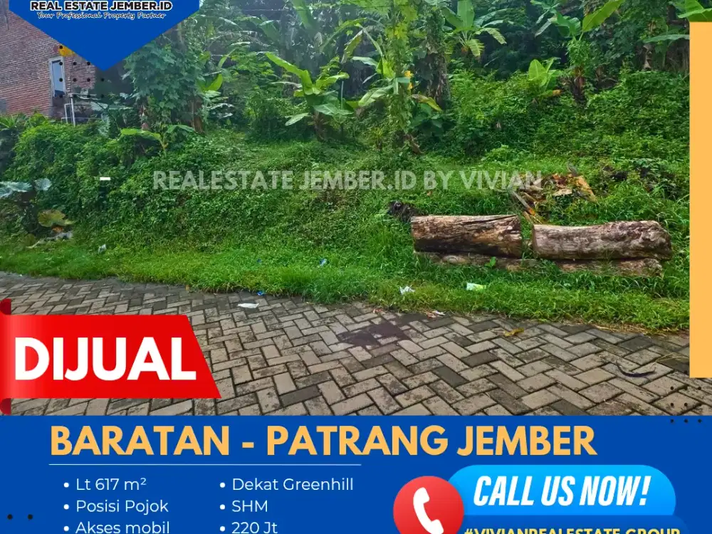 TANAH LUAS 617 JUAL MURAH DEKAT HOTEL GREENHILL -BARATAN PATRANG