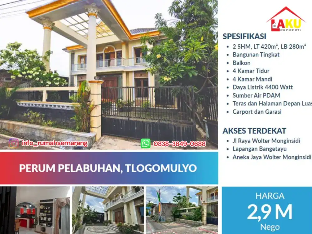 Dijual Rumah Mewah & Luas Pedurungan Semarang | Garasi + Halaman | SHM
