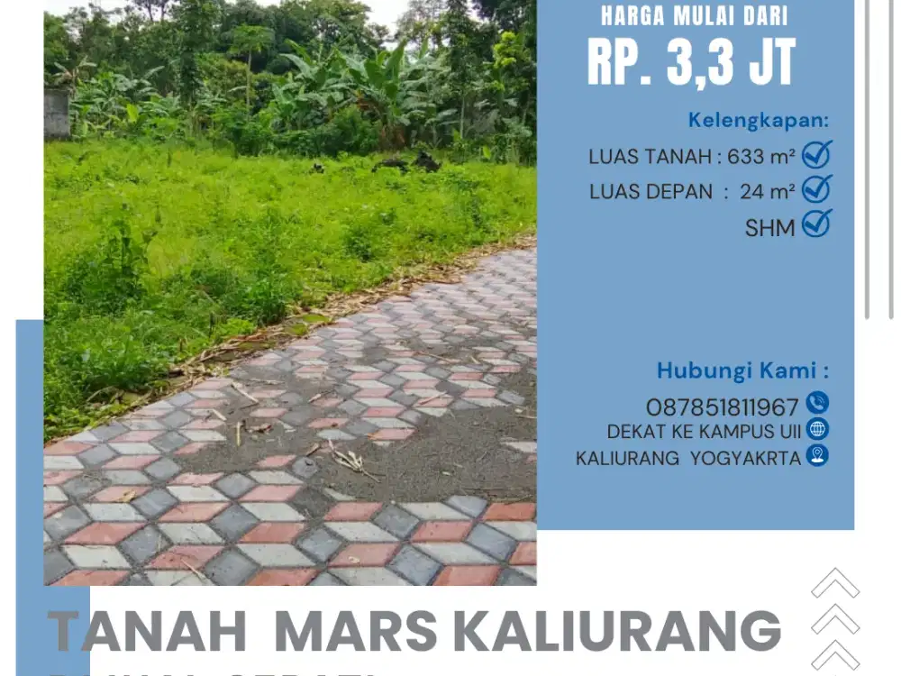 Tanah Jogja Kost Area Kampus UII Kaliurang SHM Pekarangan