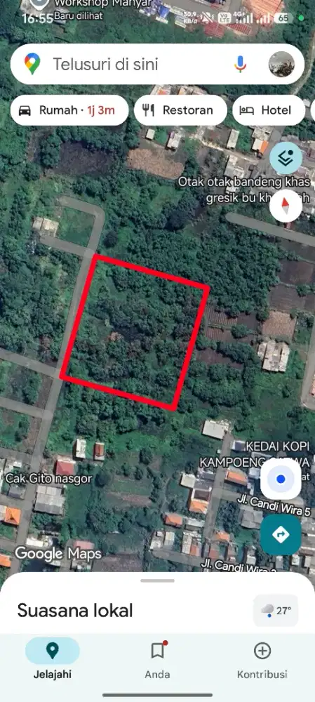 Dijual Tanah Murah Luas 7.590 M2 di Pongangan Kec.Manyar Milik Sendiri