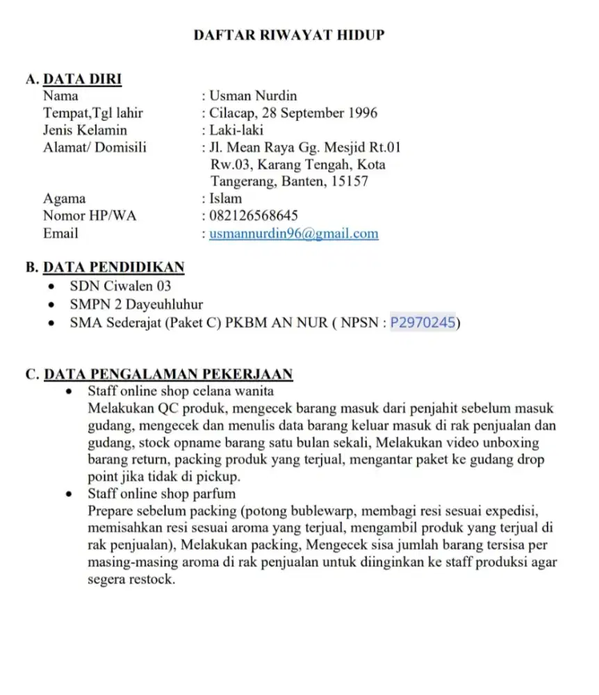 Cari pekerjaan/staff/packing/lowongan pekerjaan