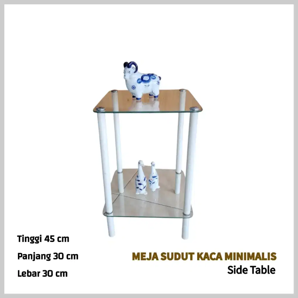 Meja Sudut Kaca Minimalis Side Table