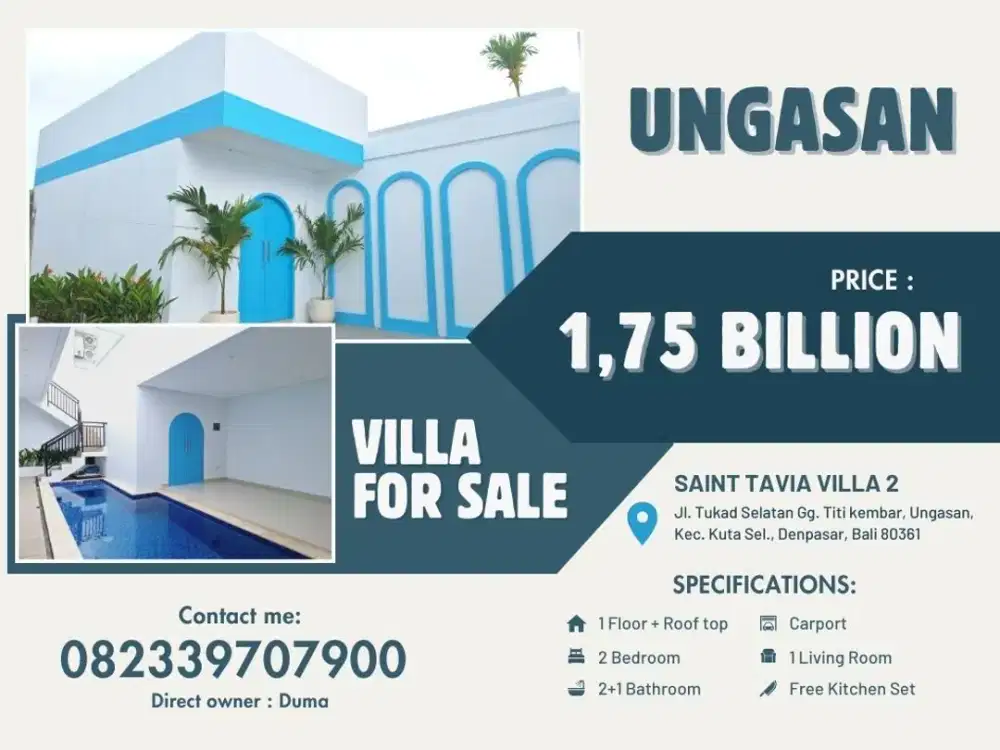 PRESALE VILLA ST TAVIA 2, GAYA SANTORINI DEKAT PANTAI MELASTI, BALI