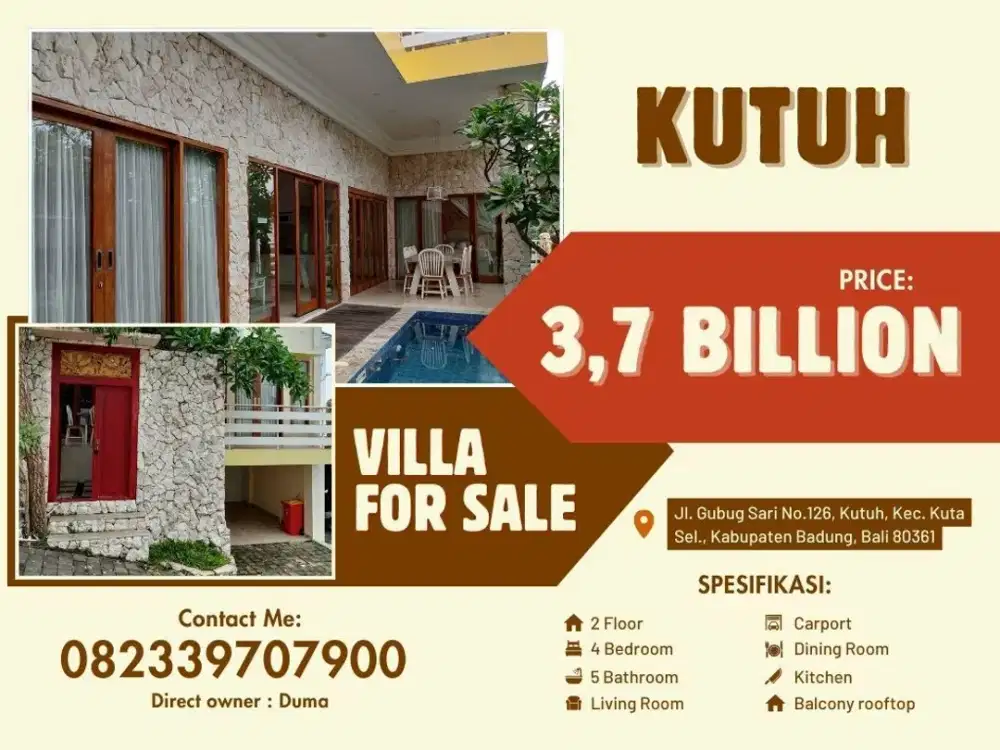 Dijual Full Furnished Villa Modern Minimalis di Dharmawangsa, Kutuh