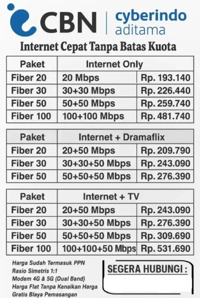 PASANG WIFI INTERNET CBN UNLIMITED MURAH