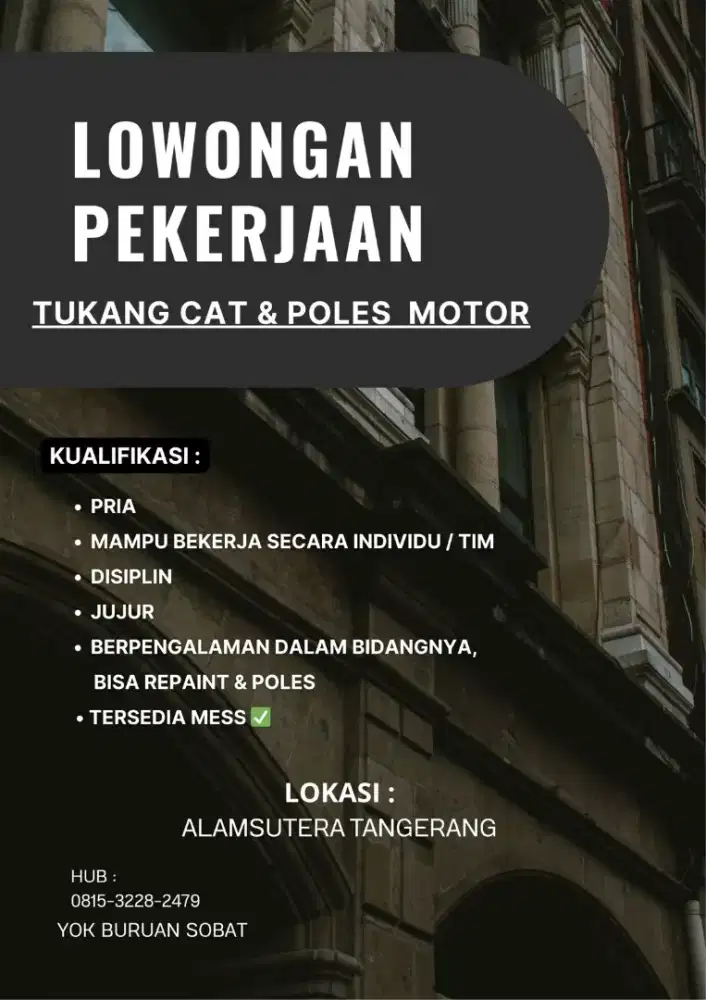 Lowongan tukang cat & poles motor