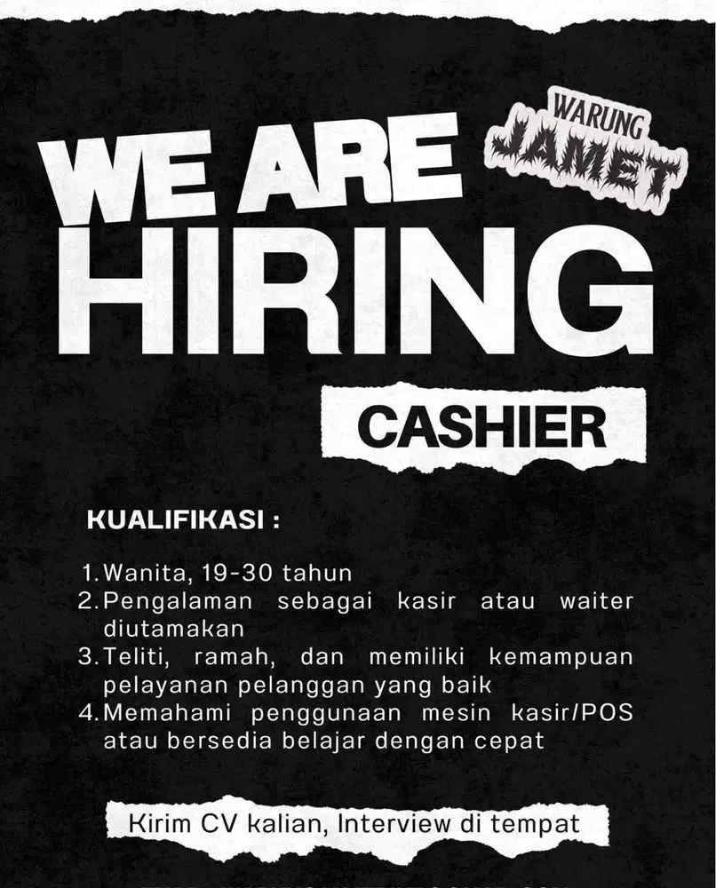 LOKER CASHIER FNB WIJAYA, JAKSEL