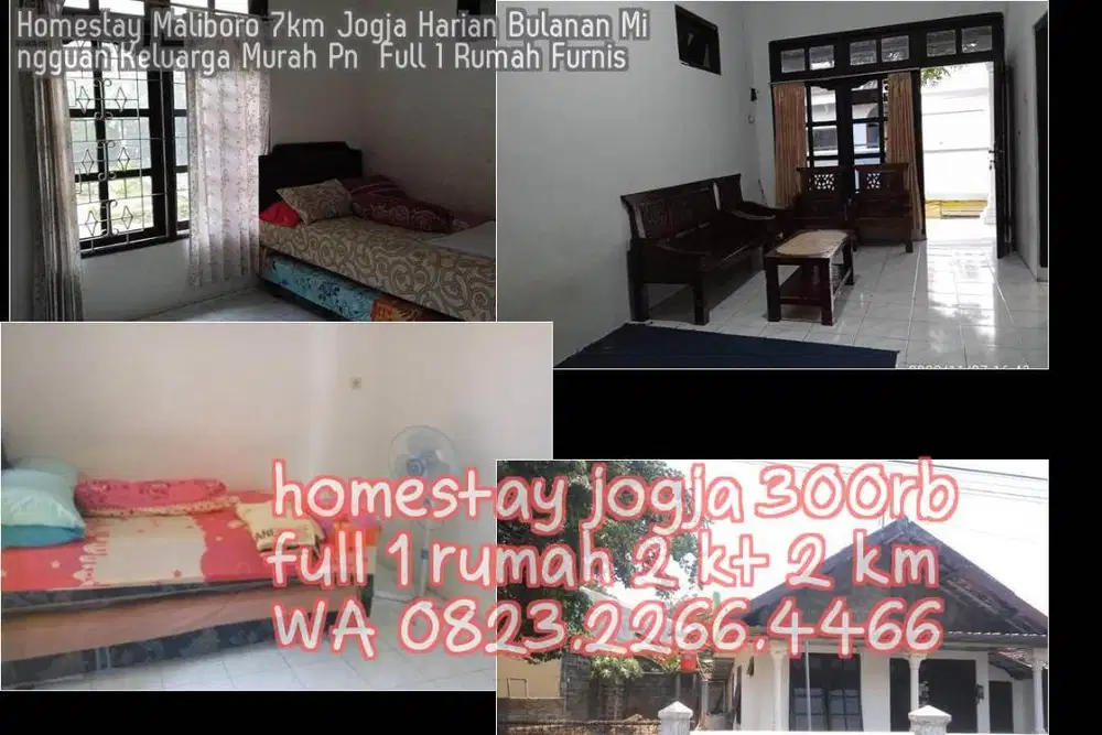 Homestay Maliboro 7km Jogja Harian Bulanan Mingguan Keluarga Murah Pn