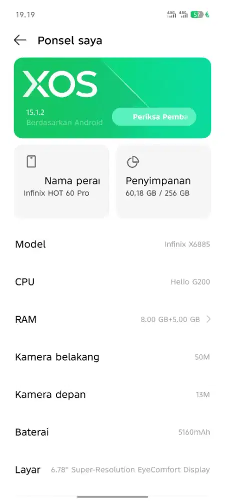 Infinix HOT 60 Pro 8/256 Fullset Original Garansi Resmi