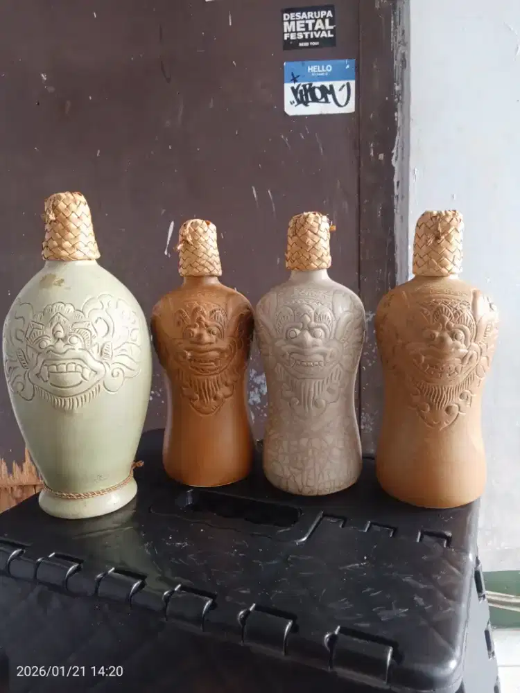 4 botol ukiran bali antik
