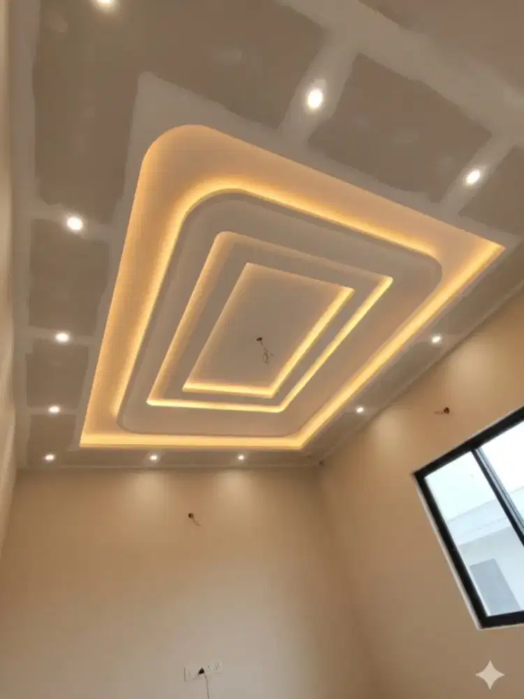 Plafon gypsum pengecatan