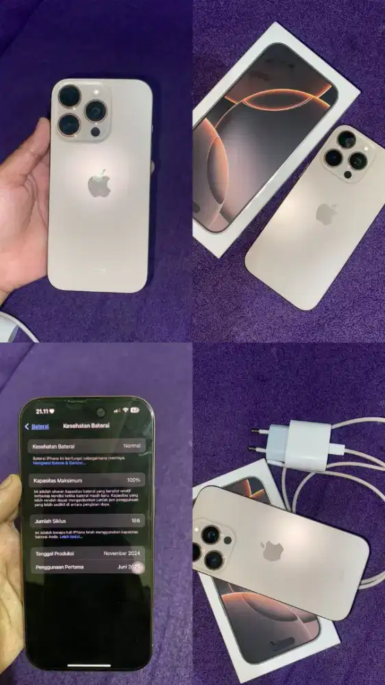 Ip 16pro 256gb. Desert titanium. Bh 100%. Resmi ibox