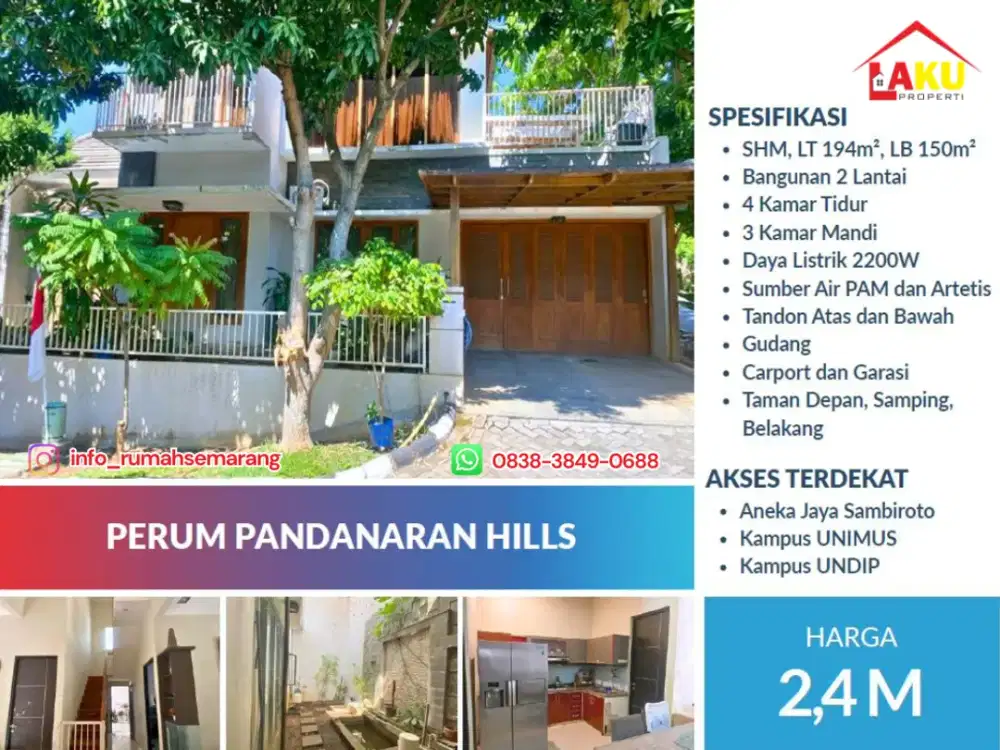 Dijual Rumah Mewah 2 Lantai Posisi Hook di Kawasan elit  – Pandanaran Hills Tembalang