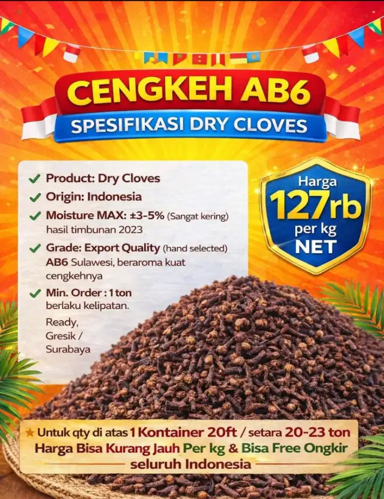 Cengkeh Ab6 kering moisture dibawah 5%