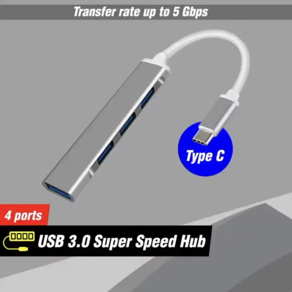 USB Hub 4in1 Type C to USB 3.0 Converter Labtop Komputer Adapter