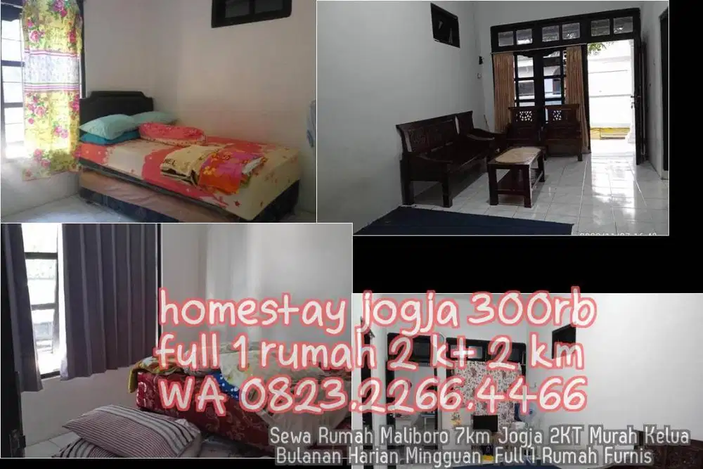 Sewa Rumah Maliboro 7km Jogja 2KT Murah Kelua Bulanan Harian Mingguan