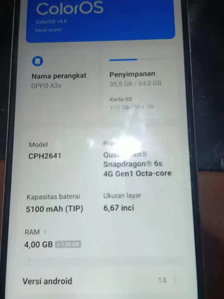 Headphone OPPOA3X RAM 4