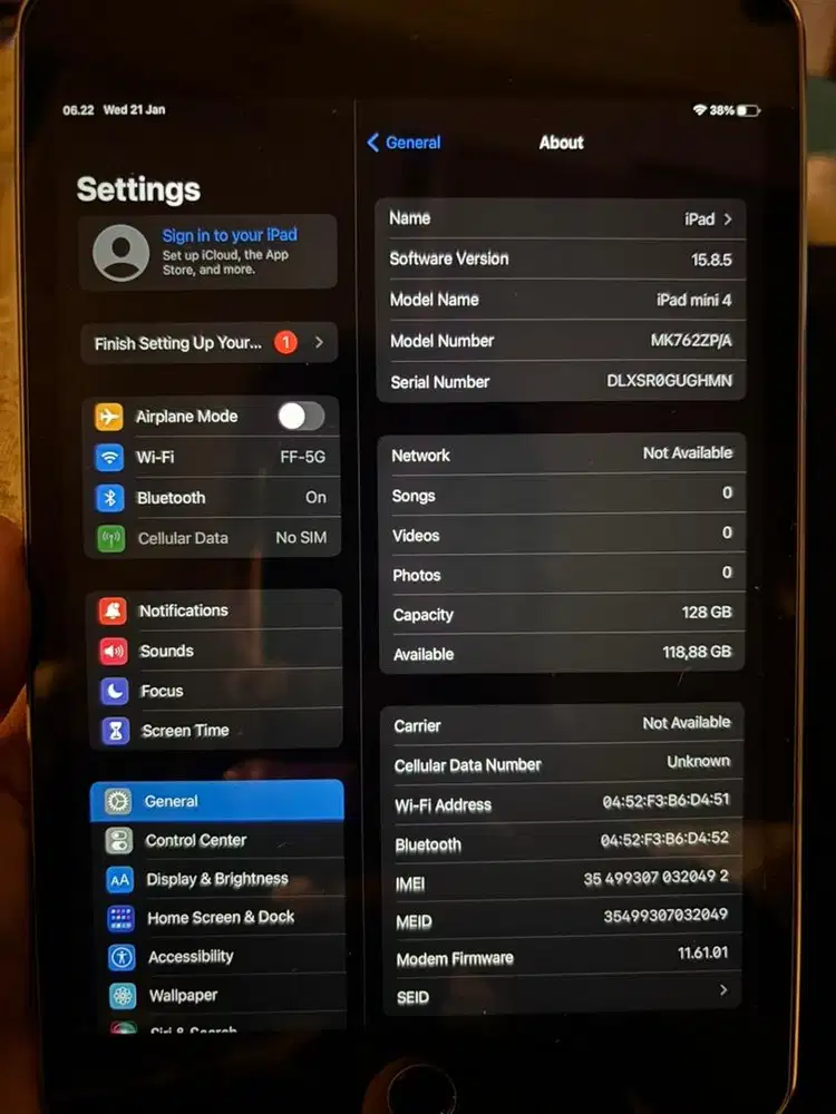 Ipad mini 4 128gb Cell