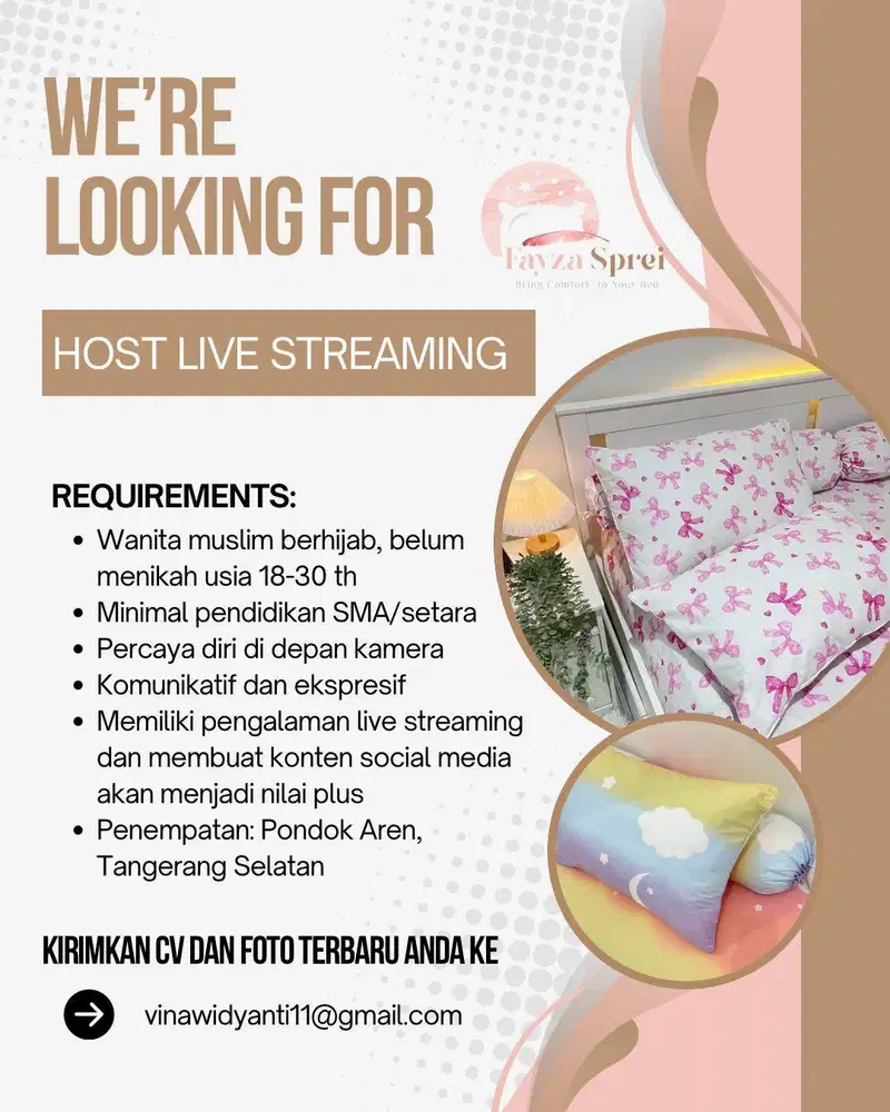 Lowongan Kerja Host Livestreaming Tiktokshop dan Shopee Live