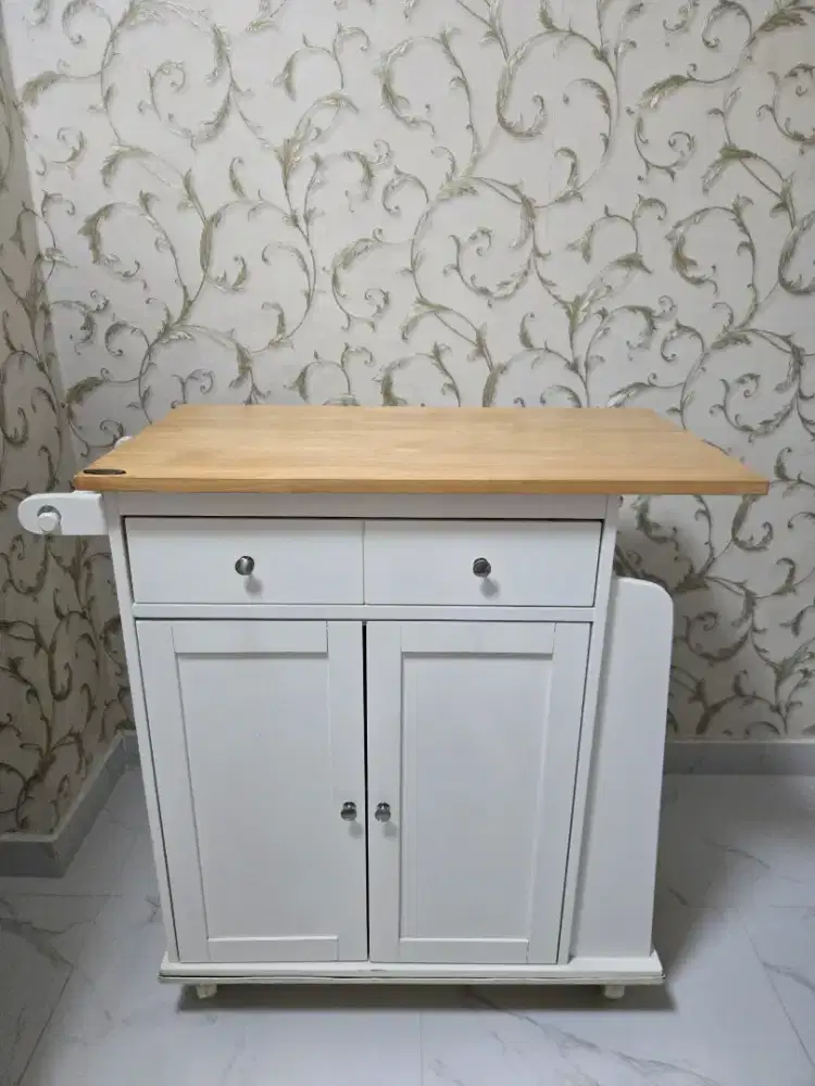 Troli Dapur Informa Rocky Kitchen Cart W / Wood Top Natural T.