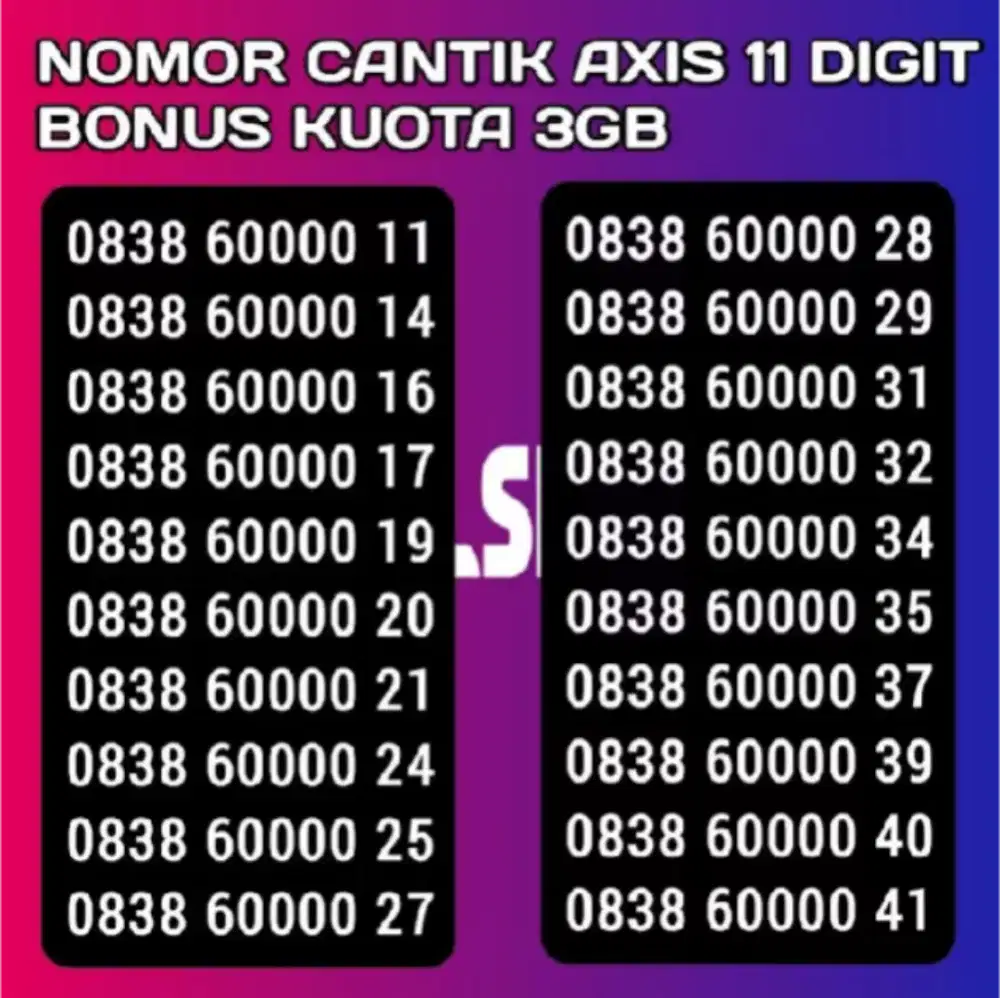 Cek KARTU PERDANA NOMOR CANTIK AXIS 11 DIGIT dengan harga Rp107.500.