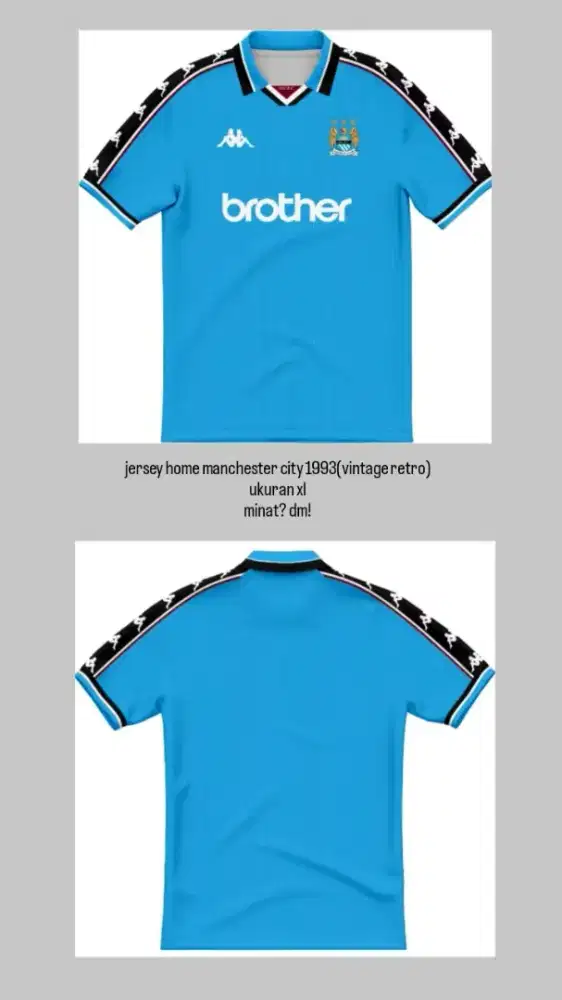 Jersey bola manchester city home 1993 vintage