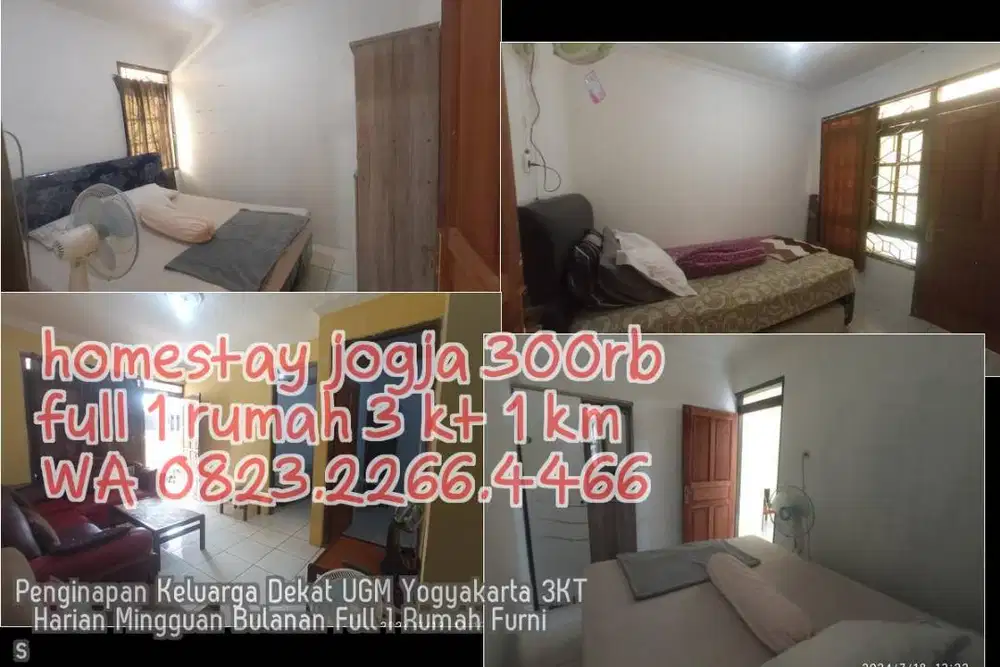 Penginapan Keluarga Dekat UGM Yogyakarta 3KT  Harian Mingguan Bulanan